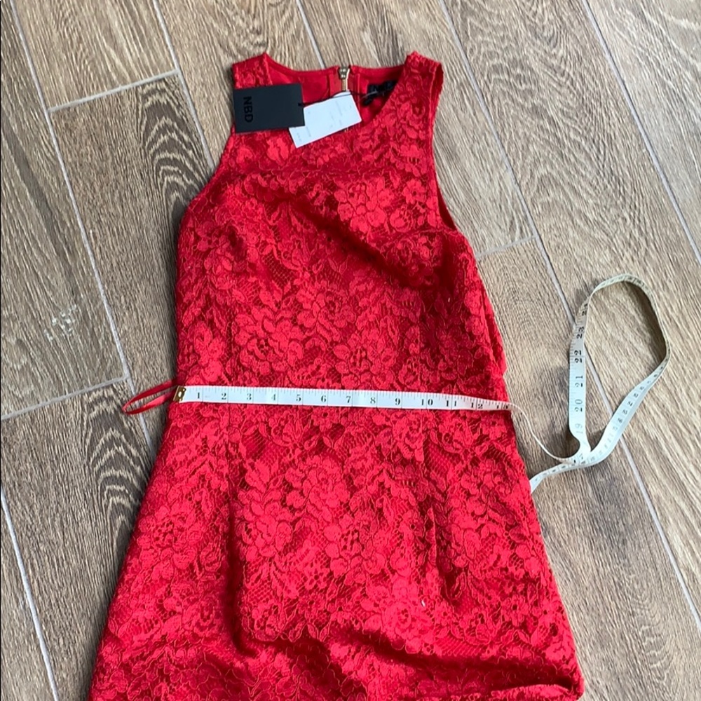 NWT- NBD RED LACE CUT OUT DRESS - Picture 5 of 6
